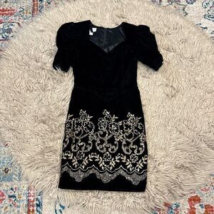 Jessica McClintock Velvet 80s Gunnesax dress size 5-6